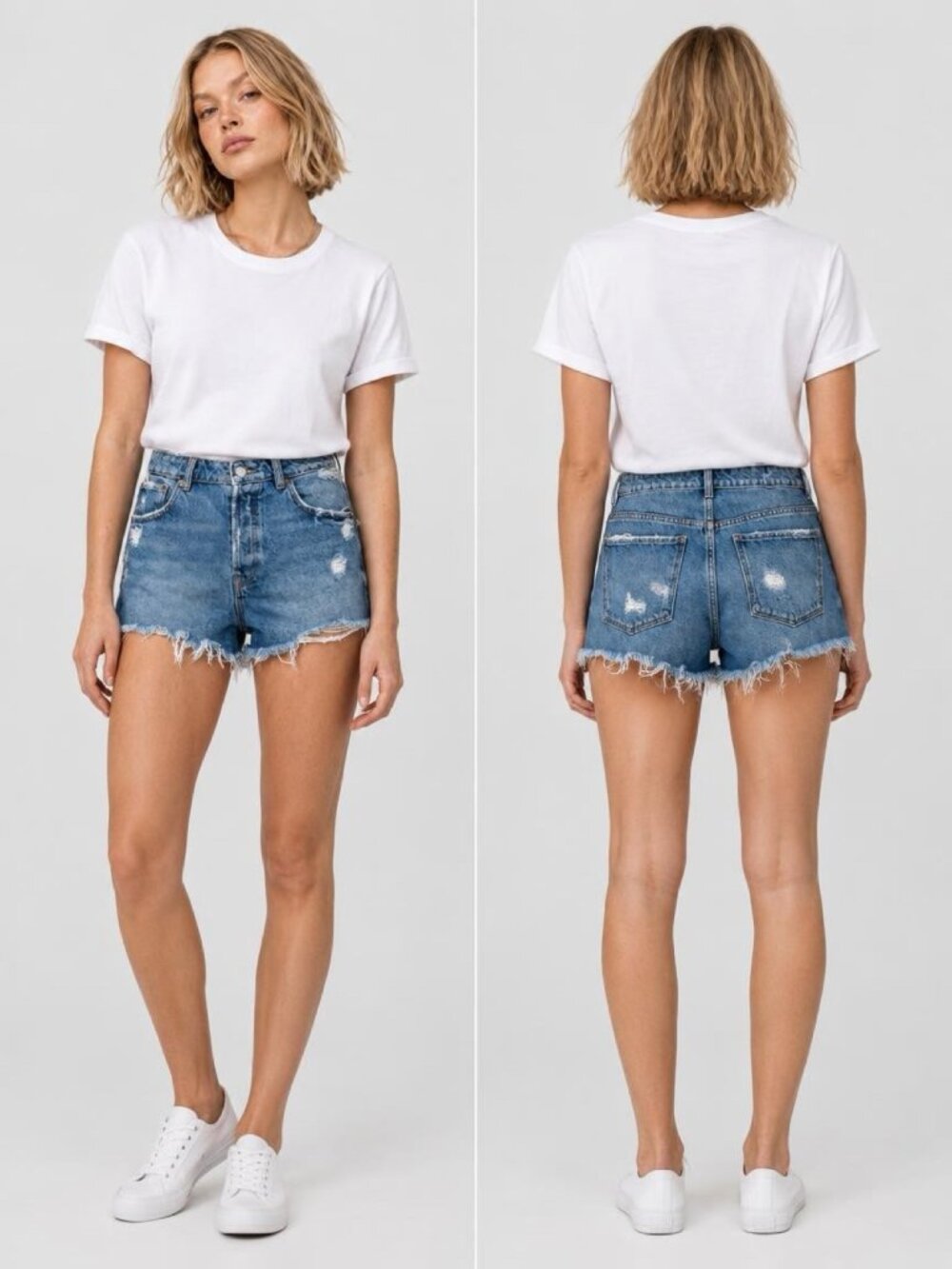 Zara distressed jean shorts